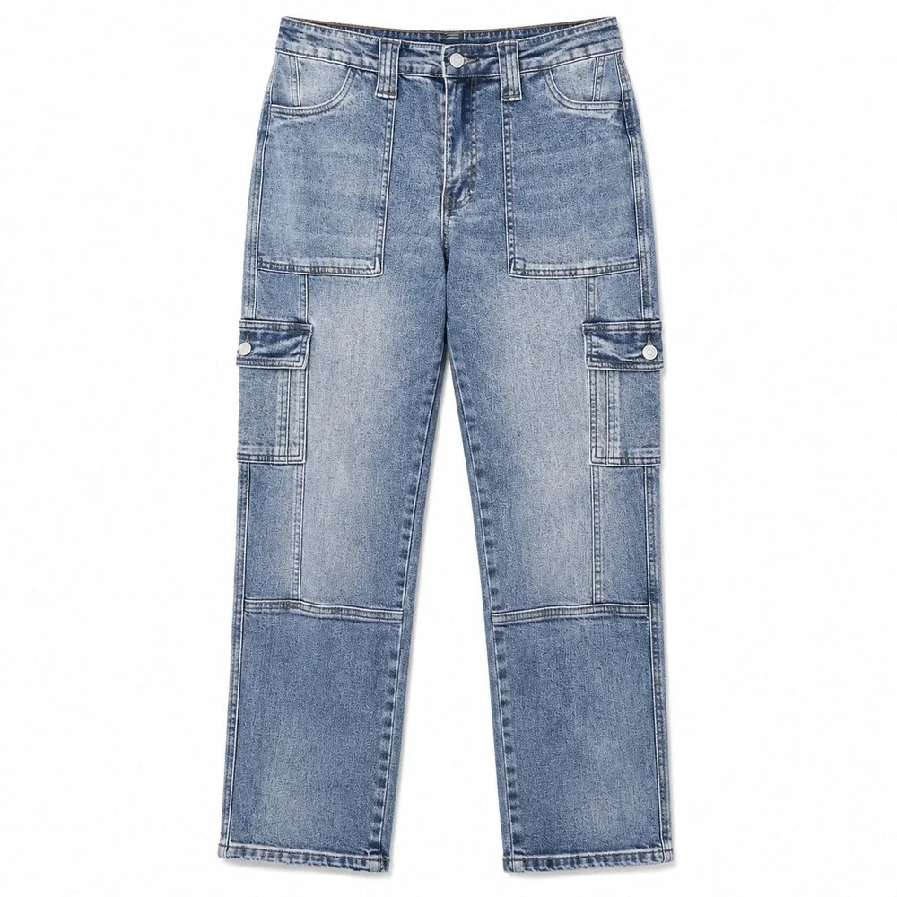 KanCan Cargo Jeans Womens 9/28 Blue Excellent Utility Straight Leg KC7843D
